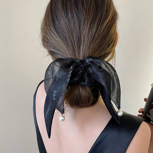 リボンヘアゴム シュシュ レディース おしゃれ ヘアアレンジ パール オフィス 可愛い まとめ髪 エレガント 小物 大人っぽい 髪留め 髪飾り 発表会 99RBSP-001