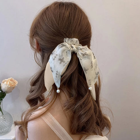 リボンヘアゴム シュシュ レディース おしゃれ ヘアアレンジ パール オフィス 可愛い まとめ髪 エレガント 小物 大人っぽい 髪留め 髪飾り 発表会 99RBSP-001