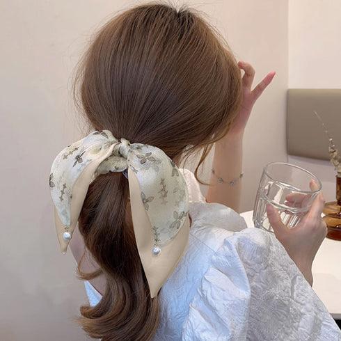 リボンヘアゴム シュシュ レディース おしゃれ ヘアアレンジ パール オフィス 可愛い まとめ髪 エレガント 小物 大人っぽい 髪留め 髪飾り 発表会 99RBSP-001