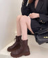 ショートブーツ レースアップ レディース 厚底ブーツ 韓国 バックファスナー 靴 ワークブーツ 秋冬 ローヒール 美脚 歩きやすい 通勤 通学 履きやすいくつ 99RCSM-001