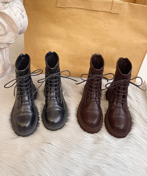 ショートブーツ レースアップ レディース 厚底ブーツ 韓国 バックファスナー 靴 ワークブーツ 秋冬 ローヒール 美脚 歩きやすい 通勤 通学 履きやすいくつ 99RCSM-001