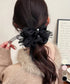 シュシュ レース蝶結び フェイクパール レディース まとめ髪 人気ヘアアレンジ 大人可愛い 髪飾り 髪留め オルチャン おしゃれ カジュアル プレゼント 99RMSP-002