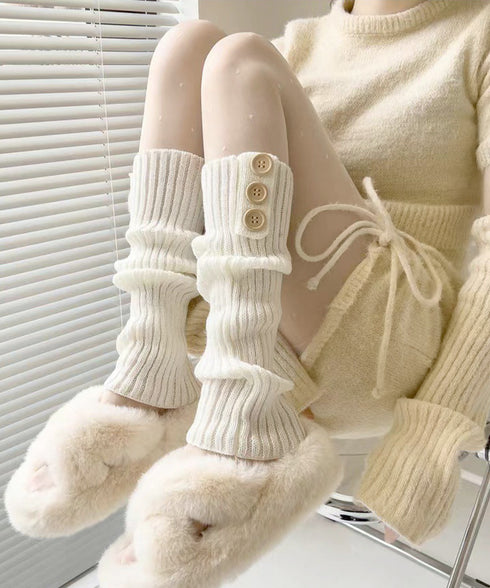 レッグウォーマー 靴下 ルームソックス レディース ニットレッグカバー ボダン飾り 暖かい 防寒グッズ おしゃれ コスプレ 寒さ対策 ボリューム 99RSWY-001