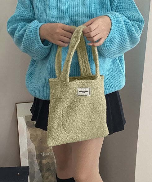ボアトートバッグ ミニ 無地 軽量 秋冬 レディース ハンドバッグ 手提げバッグ シンプル 大人女子 フェミニン ナチュラル 人気 おしゃれかばん 散歩 旅行 99SLDZ-002