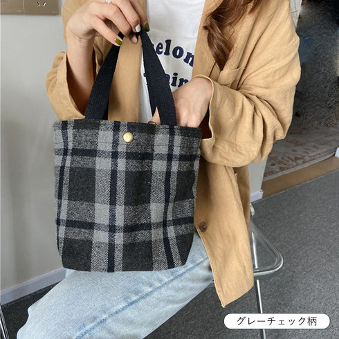 ミニトートバッグ レディース 11色 韓国 ハンドバッグ サブバッグ チェック柄 千鳥格柄 可愛い オシャレ シンプル 手提げ 収納バッグ お散歩バッグ 人気 99SUBB-016