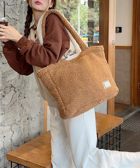 トートバッグ 両面 もこもこ 大容量 レディース 軽量手提げバッグ マザーズバッグ 柔らかい 英字ロゴ a4対応 可愛い カジュアル 大人 女子 おしゃれ 99SUBB-023