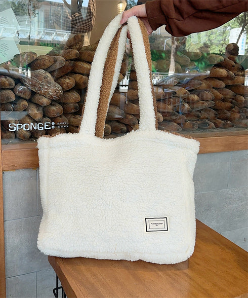 トートバッグ 両面 もこもこ 大容量 レディース 軽量手提げバッグ マザーズバッグ 柔らかい 英字ロゴ a4対応 可愛い カジュアル 大人 女子 おしゃれ 99SUBB-023