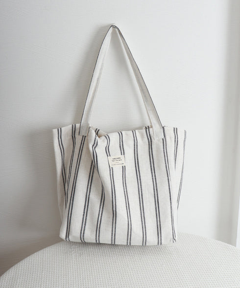 トートバッグ 綿麻 ストライプ柄 韓国風 レディース 肩掛けバッグ 軽量バッグ 大きめ a4収納 大容量 カジュアル 大人 可愛い 通勤通学 韓国ファッション 99SUBB-024