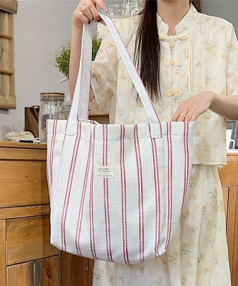 トートバッグ 綿麻 ストライプ柄 韓国風 レディース 肩掛けバッグ 軽量バッグ 大きめ a4収納 大容量 カジュアル 大人 可愛い 通勤通学 韓国ファッション 99SUBB-024
