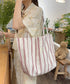 トートバッグ 綿麻 ストライプ柄 韓国風 レディース 肩掛けバッグ 軽量バッグ 大きめ a4収納 大容量 カジュアル 大人 可愛い 通勤通学 韓国ファッション 99SUBB-024