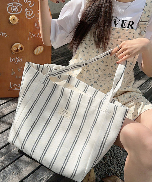 トートバッグ 綿麻 ストライプ柄 韓国風 レディース 肩掛けバッグ 軽量バッグ 大きめ a4収納 大容量 カジュアル 大人 可愛い 通勤通学 韓国ファッション 99SUBB-024
