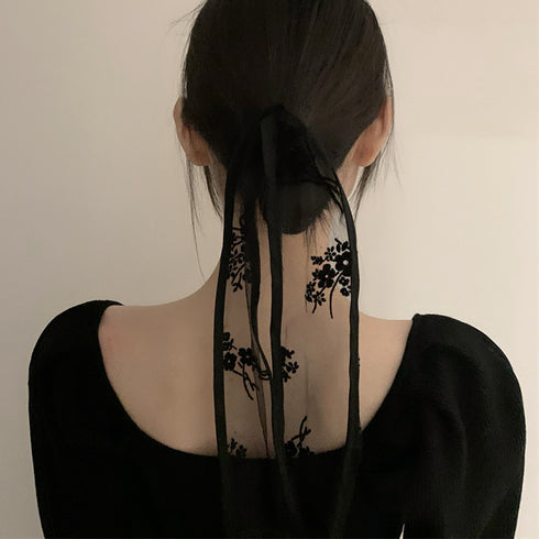 レースヘアバンド スカーフ リボン 韓国 ヘアアクセサリー ネックスカーフ バッグスカーフ 髪飾り髪留め 可愛い 柄スカーフ トレンド おしゃれ 万能アイテム 99SXDZ-002