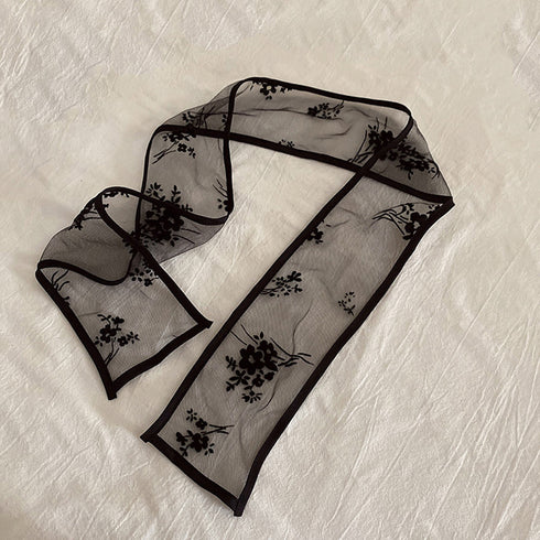 レースヘアバンド スカーフ リボン 韓国 ヘアアクセサリー ネックスカーフ バッグスカーフ 髪飾り髪留め 可愛い 柄スカーフ トレンド おしゃれ 万能アイテム 99SXDZ-002