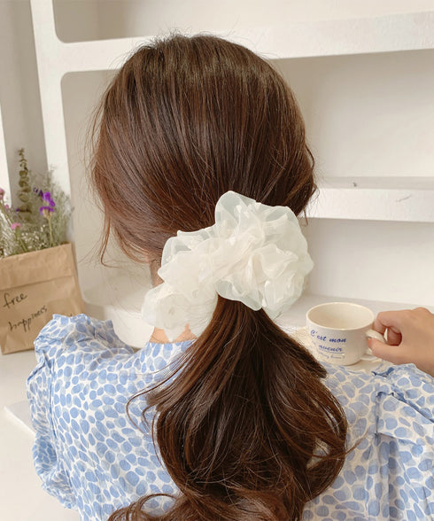シュシュ オーガンジー ボリューム 3色 レディース 韓国 ヘアゴム ハート柄ヘアアレンジ 髪留め 髪飾り オルチャン おしゃれ 上品 大人可愛い デート 発表会 99SXDZ-003