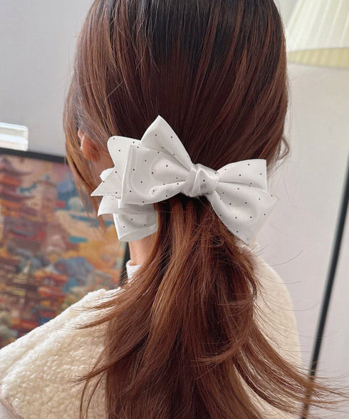 バナナクリップ ドット柄リボン 韓国風 レディース ヘアアクセサリー まとめ髪 髪留め ハーフアップ ヘアアレンジ おしゃれ 大人可愛い カジュアル プレゼント 99SXSP-001