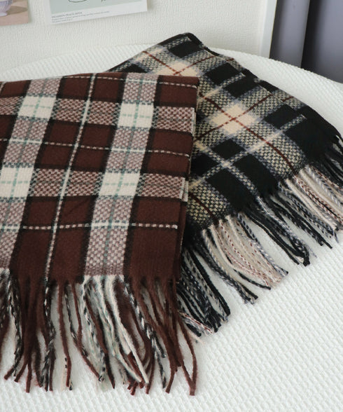 大判マフラー チェック柄 秋冬レディース ストール ショール ロング ボリューム 羽織り 防寒保温 フリンジ ふんわり 暖かい 大人可愛い おしゃれ お出掛け 99SYFS-004