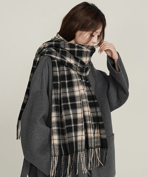 大判マフラー チェック柄 秋冬レディース ストール ショール ロング ボリューム 羽織り 防寒保温 フリンジ ふんわり 暖かい 大人可愛い おしゃれ お出掛け 99SYFS-004