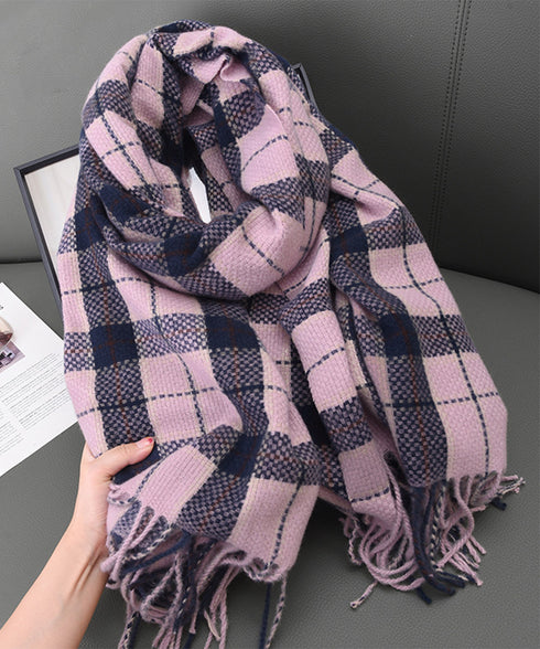 大判マフラー チェック柄 秋冬レディース ストール ショール ロング ボリューム 羽織り 防寒保温 フリンジ ふんわり 暖かい 大人可愛い おしゃれ お出掛け 99SYFS-004