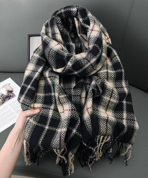 大判マフラー チェック柄 秋冬レディース ストール ショール ロング ボリューム 羽織り 防寒保温 フリンジ ふんわり 暖かい 大人可愛い おしゃれ お出掛け 99SYFS-004