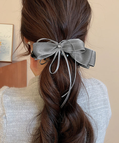 バナナクリップ サテン リボン 髪飾り レディース ヘアアクセサリー まとめ髪 ポニーテール 上品髪留め おしゃれ 大人可愛い まとめ髪 ヘアグッズ 発表会 99SYSP-001
