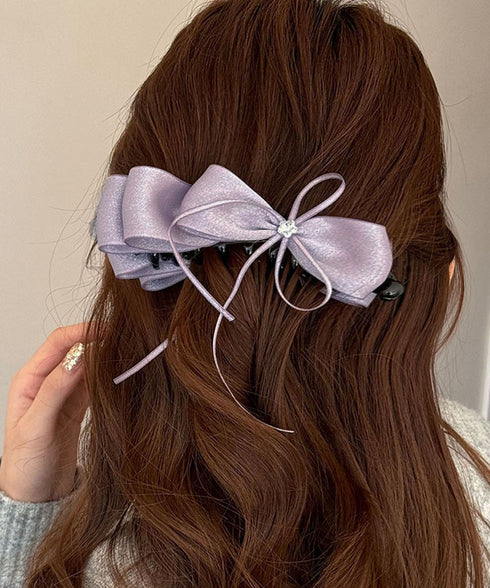 バナナクリップ サテン リボン 髪飾り レディース ヘアアクセサリー まとめ髪 ポニーテール 上品髪留め おしゃれ 大人可愛い まとめ髪 ヘアグッズ 発表会 99SYSP-001