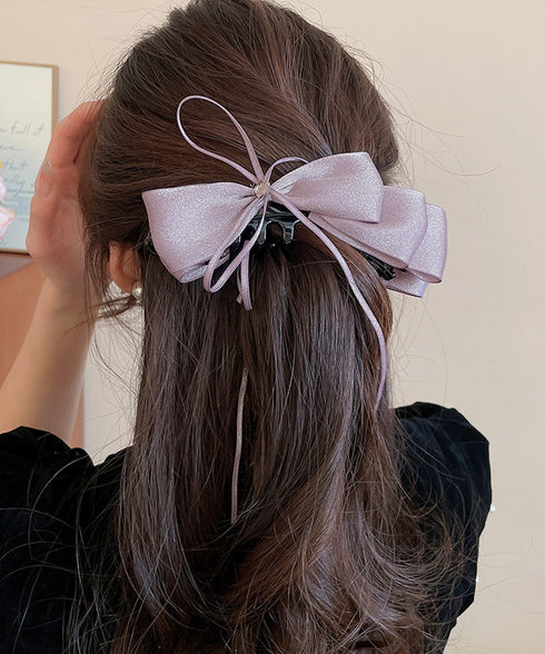 バナナクリップ サテン リボン 髪飾り レディース ヘアアクセサリー まとめ髪 ポニーテール 上品髪留め おしゃれ 大人可愛い まとめ髪 ヘアグッズ 発表会 99SYSP-001