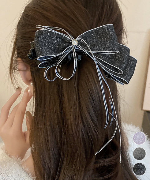 バナナクリップ サテン リボン 髪飾り レディース ヘアアクセサリー まとめ髪 ポニーテール 上品髪留め おしゃれ 大人可愛い まとめ髪 ヘアグッズ 発表会 99SYSP-001
