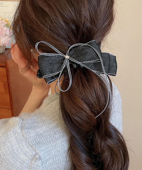 バナナクリップ サテン リボン 髪飾り レディース ヘアアクセサリー まとめ髪 ポニーテール 上品髪留め おしゃれ 大人可愛い まとめ髪 ヘアグッズ 発表会 99SYSP-001