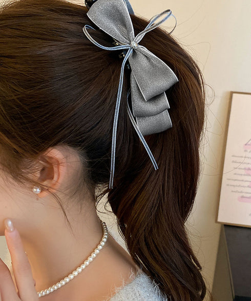 バナナクリップ サテン リボン 髪飾り レディース ヘアアクセサリー まとめ髪 ポニーテール 上品髪留め おしゃれ 大人可愛い まとめ髪 ヘアグッズ 発表会 99SYSP-001