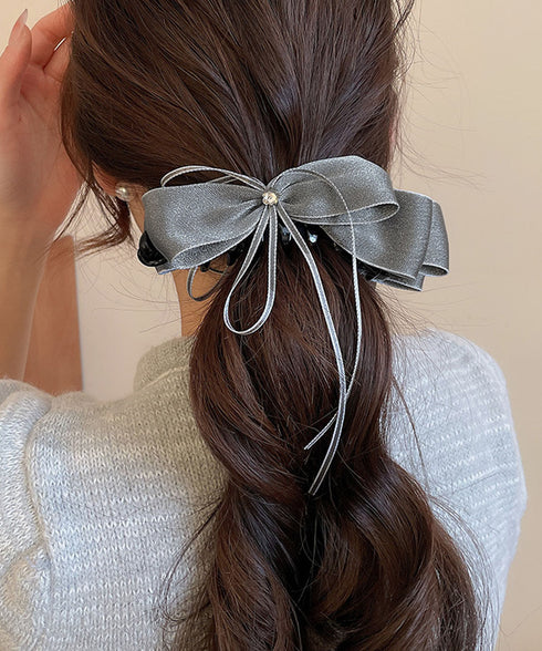 バナナクリップ サテン リボン 髪飾り レディース ヘアアクセサリー まとめ髪 ポニーテール 上品髪留め おしゃれ 大人可愛い まとめ髪 ヘアグッズ 発表会 99SYSP-001