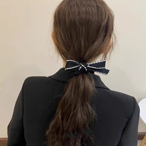 リボンシュシュ キラキラヘアゴム 蝶結び レディース ヘアアクセサリー おしゃれ ヘアアレンジ 髪飾り 大人可愛い 光沢サテン ラインストーン 女子会 パーティー 99TTSP-003