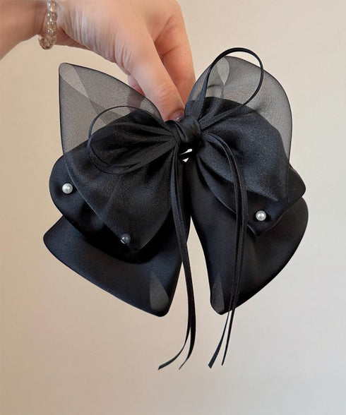 ヘアクリップ 大きめ レディース リボン バンスクリップ ヘアアレンジ アクセ 髪飾り 髪留め パール飾り 可愛い オルチャン お洒落 結婚式 発表会 99TZSP-001