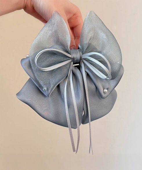 ヘアクリップ 大きめ レディース リボン バンスクリップ ヘアアレンジ アクセ 髪飾り 髪留め パール飾り 可愛い オルチャン お洒落 結婚式 発表会 99TZSP-001