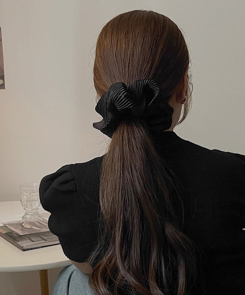 プリーツシュシュ ヘアゴム ボリューム レディース まとめ髪 髪飾り 光沢感 オルチャン おしゃれ カジュアル 大人 可愛い 雑貨 簡単 デート 発表会 99TZSP-004