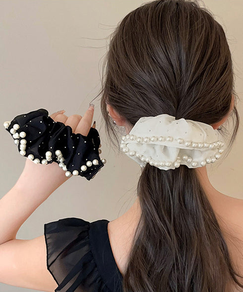 パール付きシュシュ ヘアゴム 韓国風 ヘアアクセサリー おしゃれ まとめ髪 簡単ヘアアレンジ 大人可愛い お団子ヘア ポニーテール ハーフアップグッズ 女子会 99TZSP-006