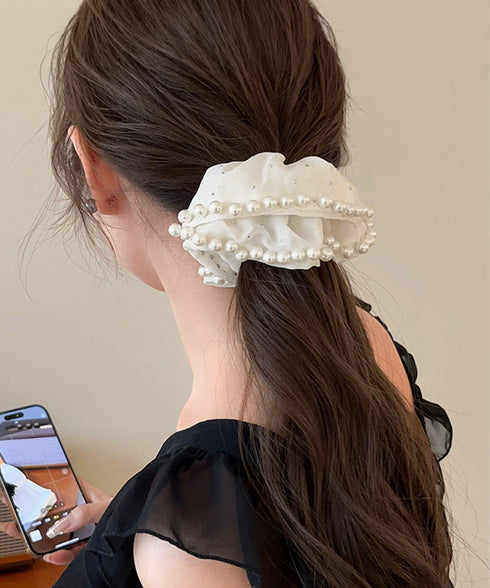 パール付きシュシュ ヘアゴム 韓国風 ヘアアクセサリー おしゃれ まとめ髪 簡単ヘアアレンジ 大人可愛い お団子ヘア ポニーテール ハーフアップグッズ 女子会 99TZSP-006