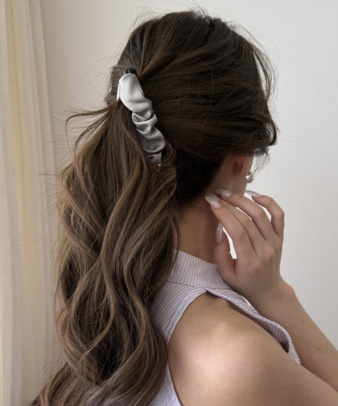 プリーツ バナナクリップ ヘアクリップ レディース ヘアアクセサリー 髪留め ポニーテール簡単 おしゃれ 大人可愛い オフイスカジュアル 結婚式二次会 デイリー 99TZSP-007