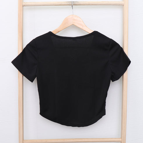 ショートTシャツ レディース 韓国風 細身Tシャツ カットソー スクエアネック セクシー 細見え スリムフィット オルチャン 着やせ 大人 おしゃれ ダンス 99WBX-007