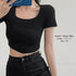 ショートTシャツ レディース 韓国風 細身Tシャツ カットソー スクエアネック セクシー 細見え スリムフィット オルチャン 着やせ 大人 おしゃれ ダンス 99WBX-007