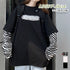 Tシャツ レディース トップス 重ね着風 カットソー ゼブラ柄 ロゴTシャツ デイリー ゆったり 長袖トップス 春秋冬 オルチャン シンプル 99WBX-008