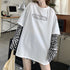 Tシャツ レディース トップス 重ね着風 カットソー ゼブラ柄 ロゴTシャツ デイリー ゆったり 長袖トップス 春秋冬 オルチャン シンプル 99WBX-008