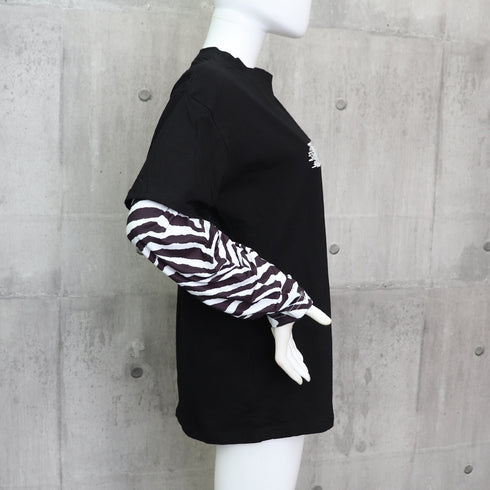 Tシャツ レディース トップス 重ね着風 カットソー ゼブラ柄 ロゴTシャツ デイリー ゆったり 長袖トップス 春秋冬 オルチャン シンプル 99WBX-008