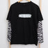 Tシャツ レディース トップス 重ね着風 カットソー ゼブラ柄 ロゴTシャツ デイリー ゆったり 長袖トップス 春秋冬 オルチャン シンプル 99WBX-008