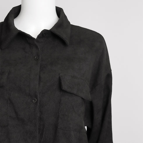 コーデュロイ ジャケット レディース長袖 シャツジャケット 韓国風 レトロ アウター 襟付き ボタン コードロック ジャケット ショート丈 カジュアル おしゃれ 99WBX-011