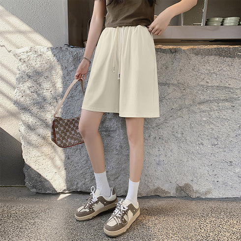 ショートパンツ ハーフパンツ レディース 全4色 夏 ハイウエストパンツ ショート丈 ウエストゴム 着やせ 韓国風 リラックス ランニング 運動 99WLFS-002