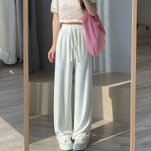 セミワイドパンツ 秋冬ルームウェア 韓国 レディースボトムス ストレートパンツ ロングパンツ ウエストゴム 暖かい カジュアル おしゃれ スウェットパンツ 99WLFS-009