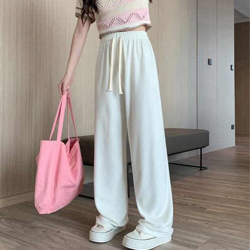 セミワイドパンツ 秋冬ルームウェア 韓国 レディースボトムス ストレートパンツ ロングパンツ ウエストゴム 暖かい カジュアル おしゃれ スウェットパンツ 99WLFS-009