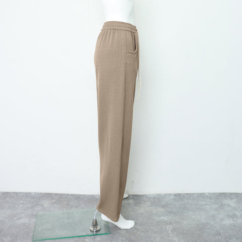 無地ロングパンツ 厚手 脚長パンツ 秋冬 レディース ウエストゴム ストレートパンツ セミワイドパンツ 着やせ 韓国 おしゃれ カジュアル 楽ちん 99WLFS-010