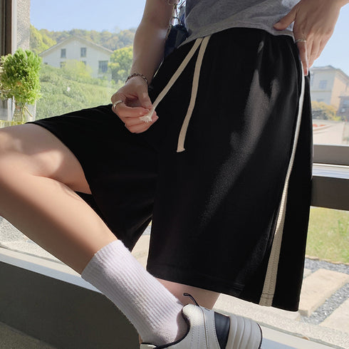 ショートパンツ スウェットパンツ 韓国夏 レディースボトムス 膝上丈 イージー リラックスパンツ 短パン サイドライン ゆったり ダンス衣装 ルームウェア 運動着 99WLFS-012