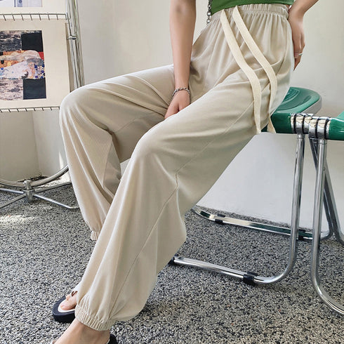 ジョガーパンツ リラックスパンツ 韓国 レディースボトムス ハイウエスト ゆったり ズボン ウエストゴム 部屋着 ルームウェア カジュアル 大人 可愛い ダンス 99WLFS-014